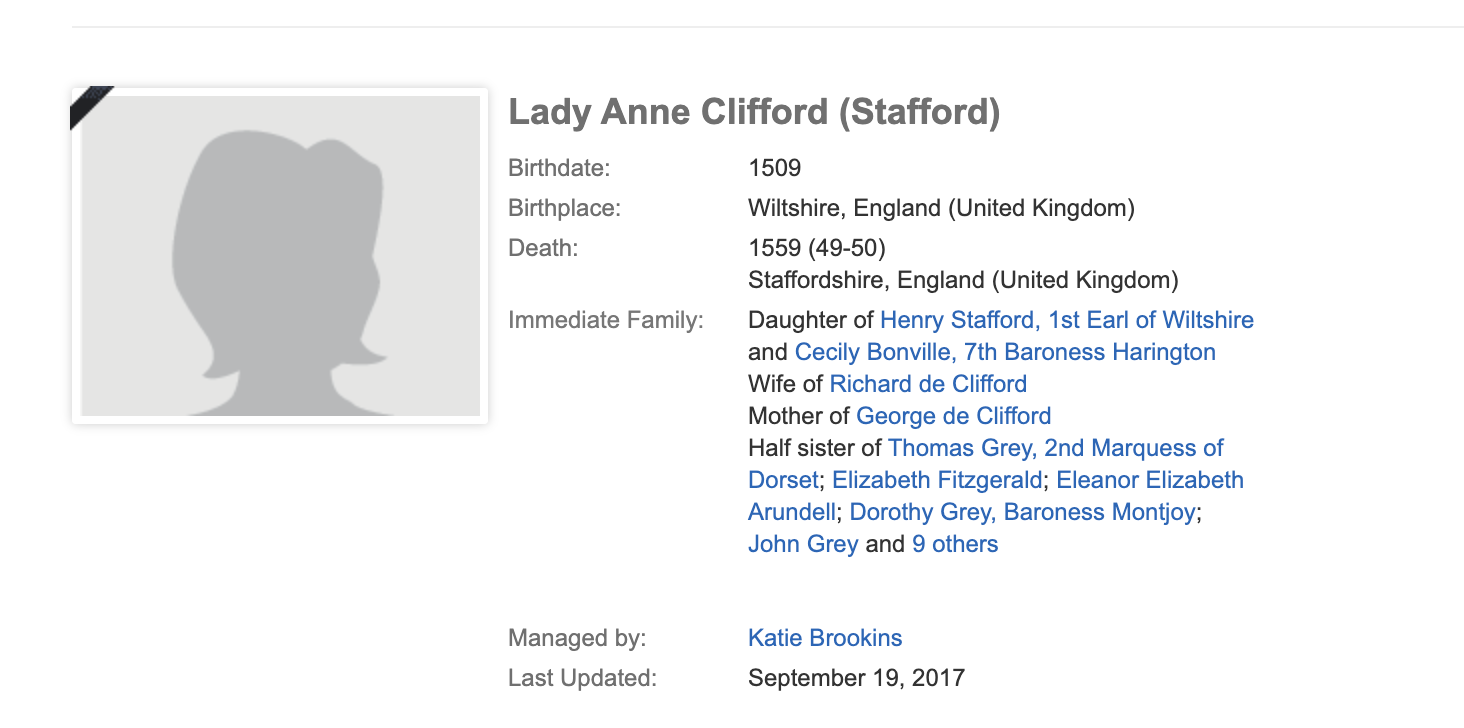 Lady Anne Clifford (Stafford), 1509–1559