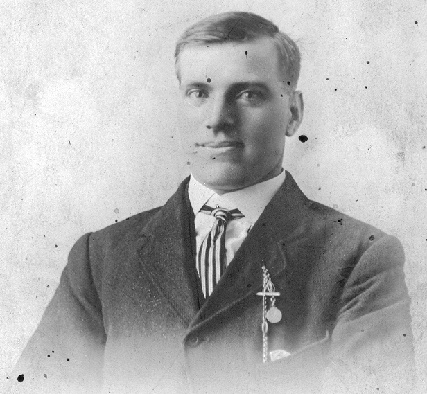 Young man with watch chain and fob